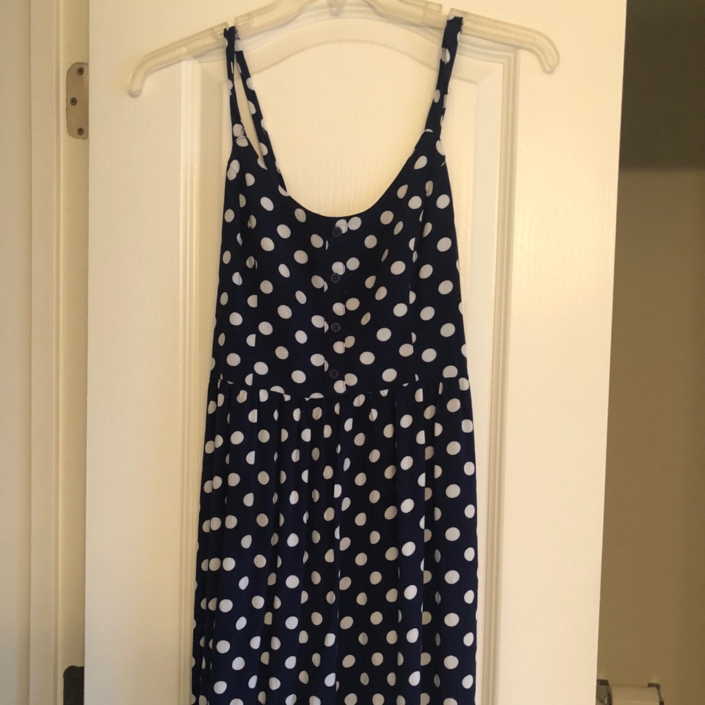 Navy blue polka dot summer dress